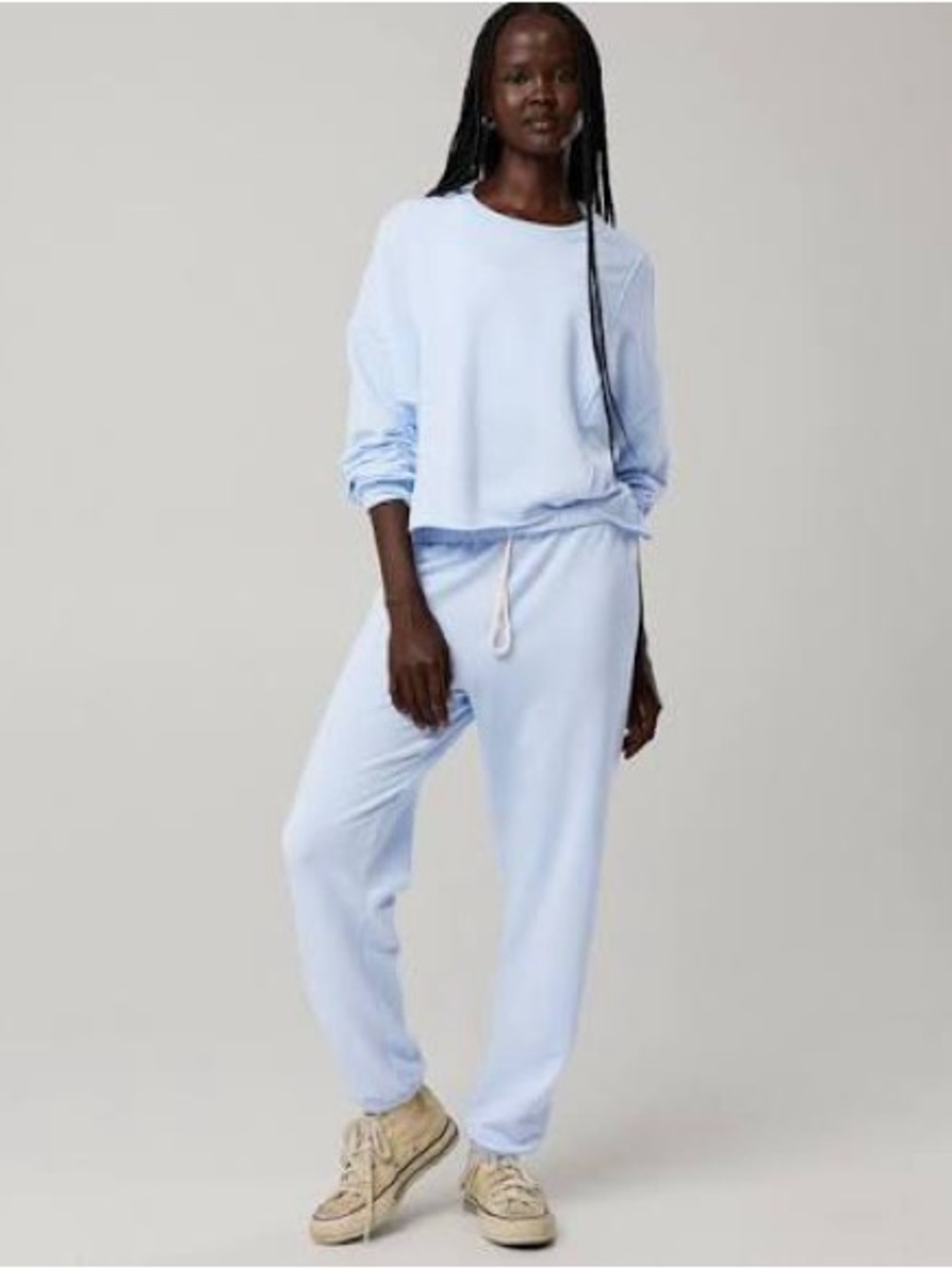 OFFLINE By Aerie Cloud Fleece Oversized Hoodie and Fleece Pants in Eyelet Blue